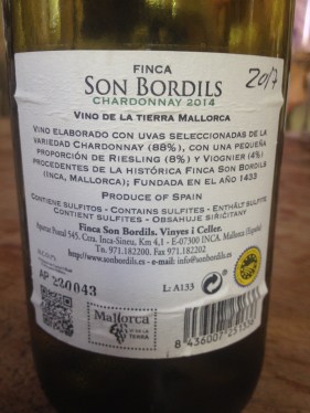 Son Bordils Chardonnay Back
